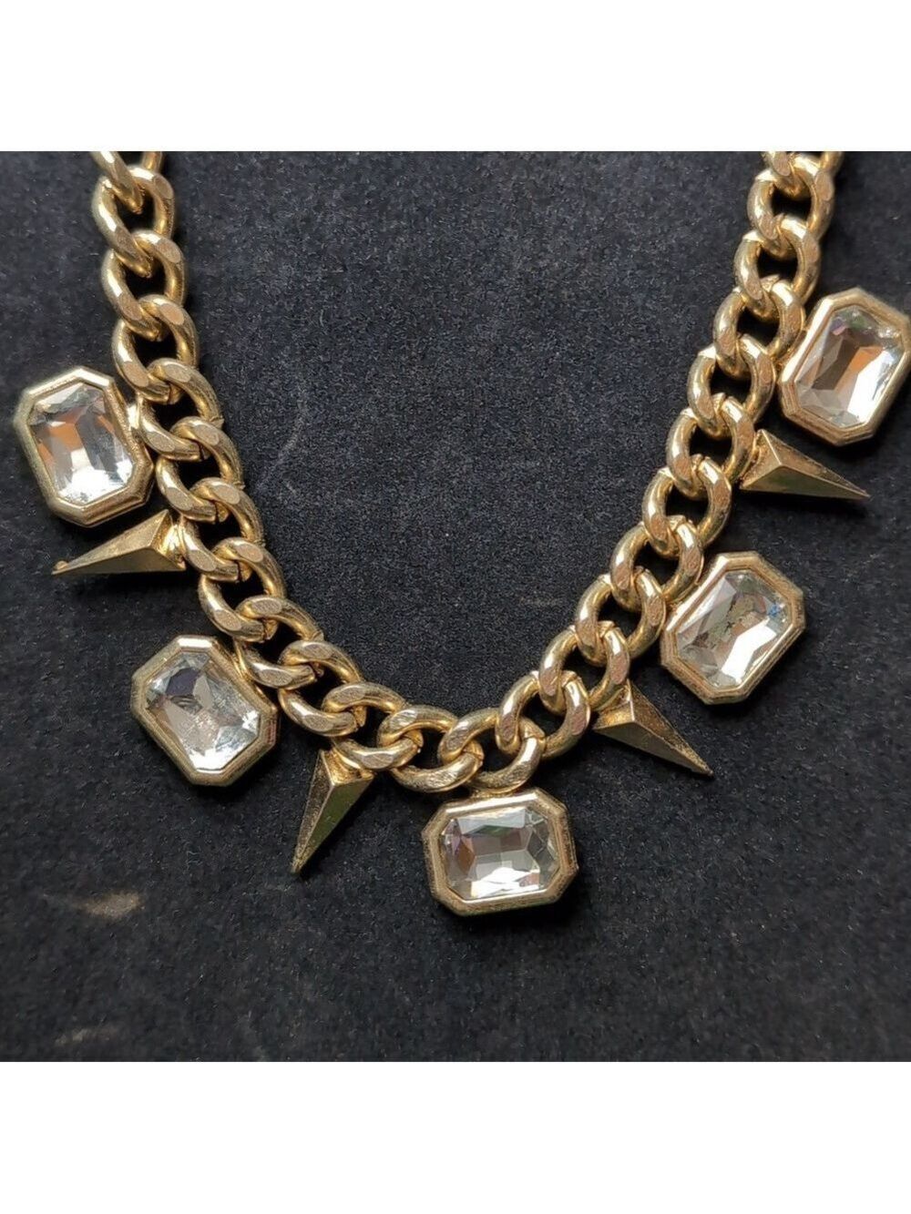 Gold and Silver Necklace with Crystal Pendants - Picture 2 of 7